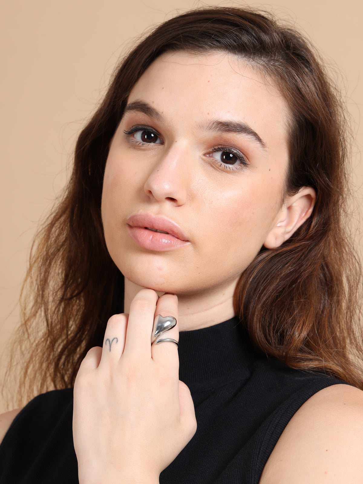 Silver Inverted Heart Ring by Senshi Jewellery, view 4