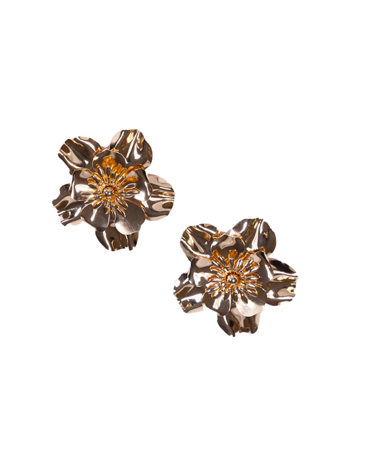 Big gold flower earrings