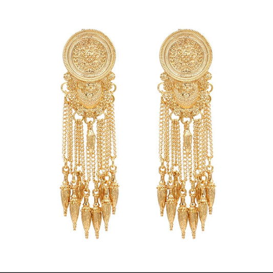 Vintage gold tassel chain earrings