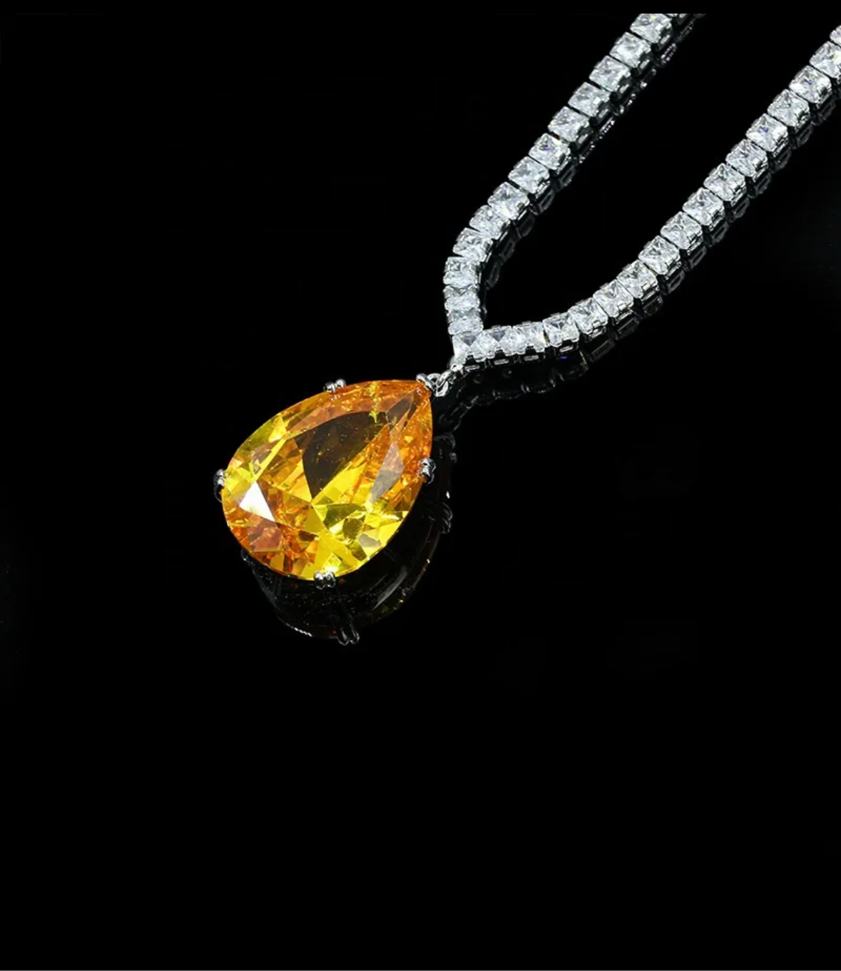 Yellow large crystal necklace set