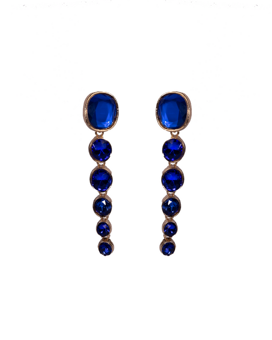 Blue long dots dangler earrings
