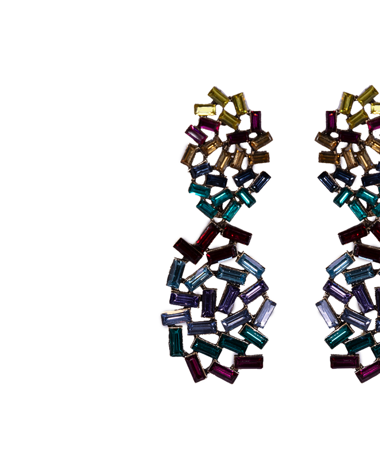 Multicolour rhinestone dangler earrings