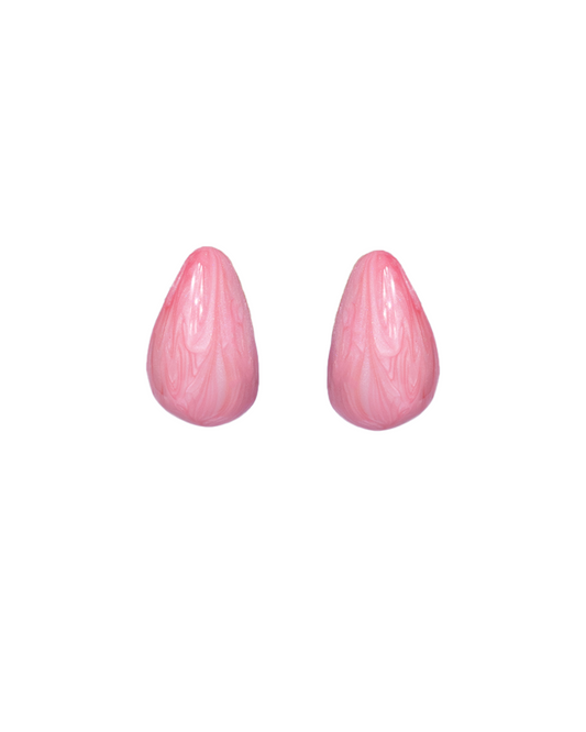 Pink water drop stud earrings
