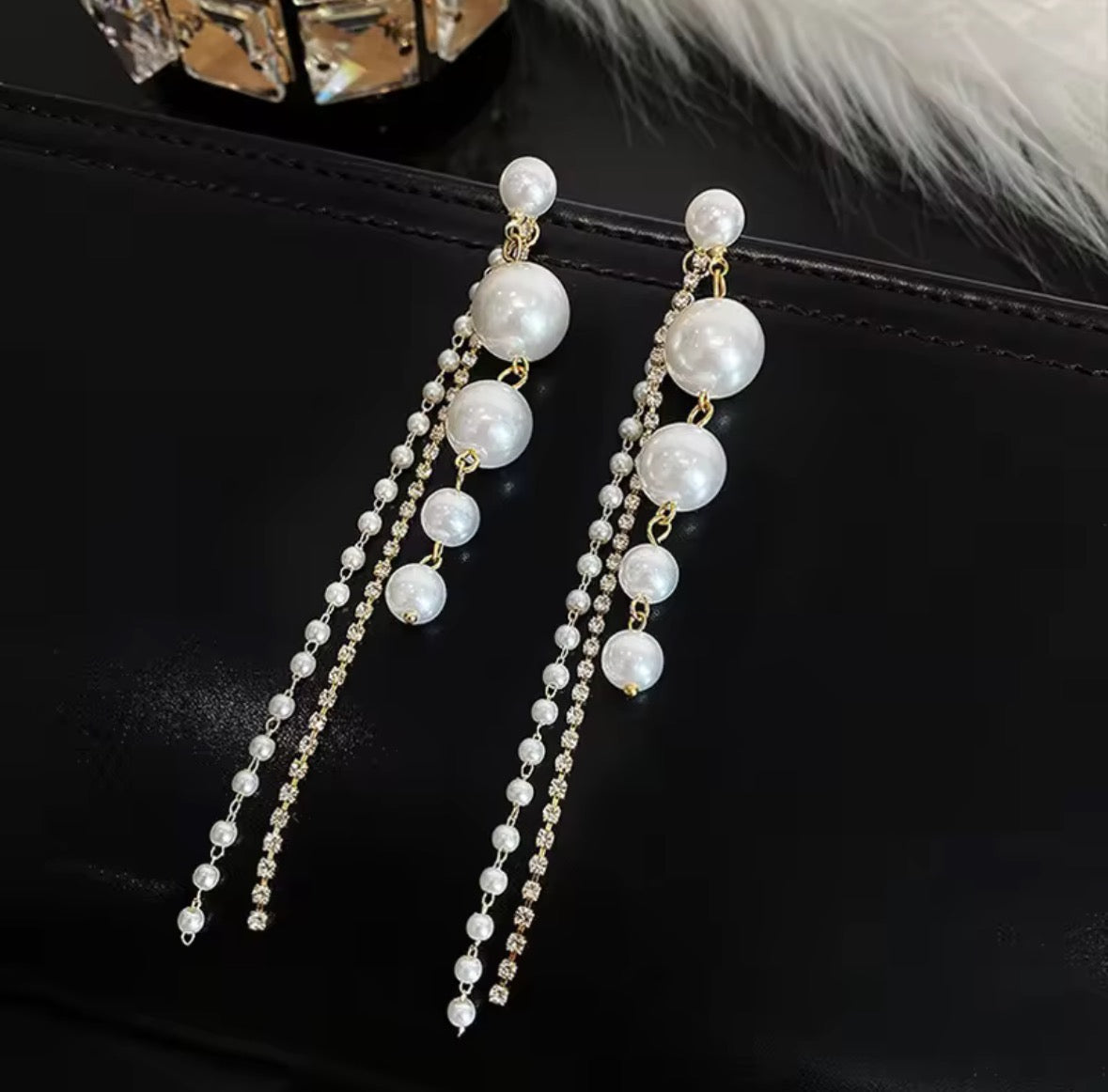 Pearl tassel earrings