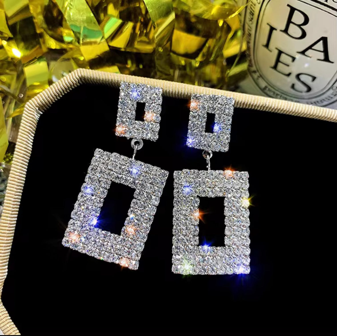 Geometric rhinestone earrings