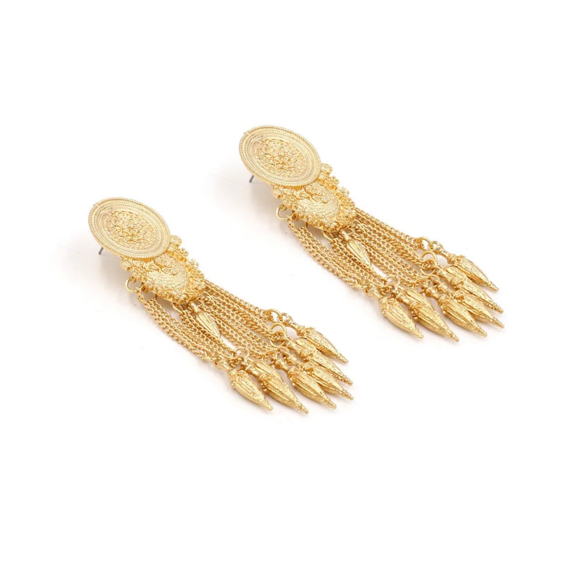 Vintage gold tassel chain earrings
