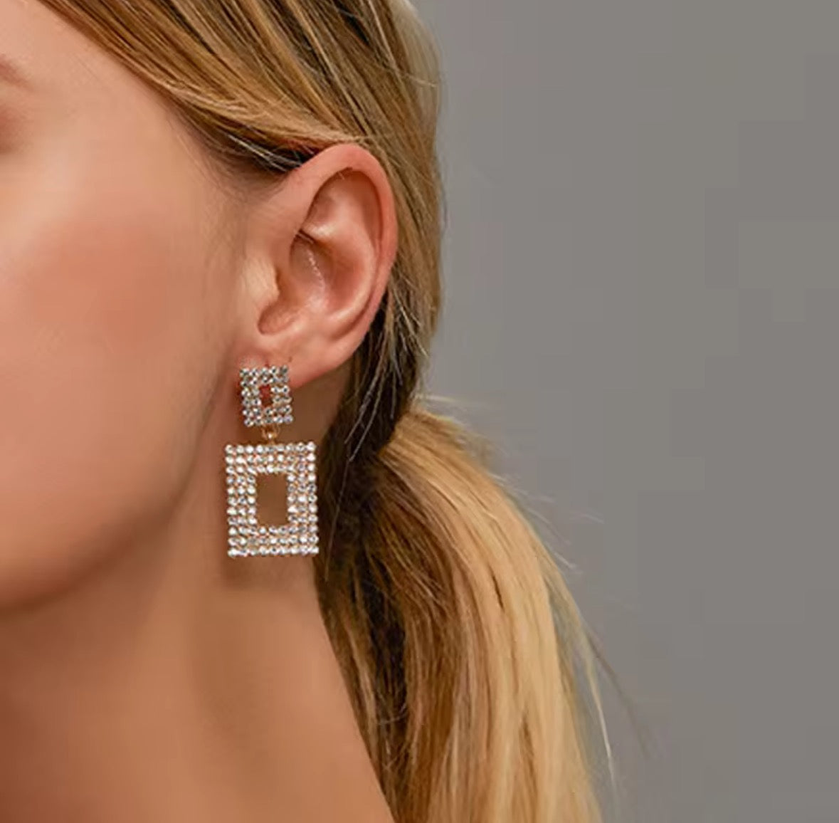 Geometric rhinestone earrings