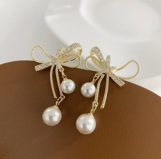 Bow & Pearl Earrings
