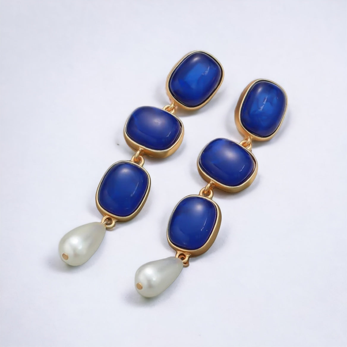 Blue enamel earrings dangler