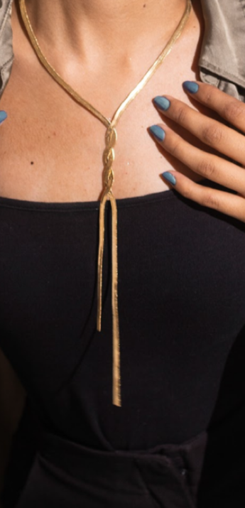 Snake bone tassel necklace