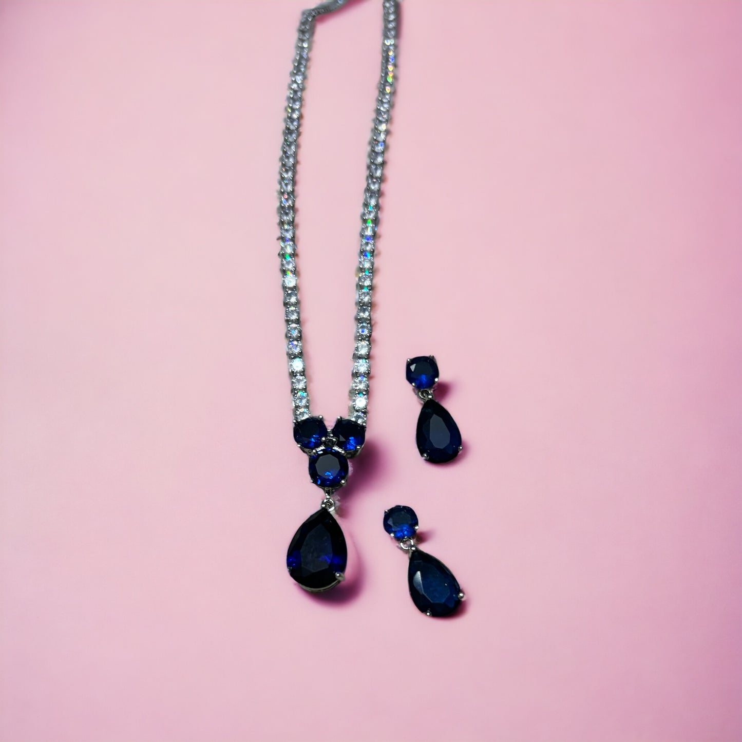 Blue zircon necklace set