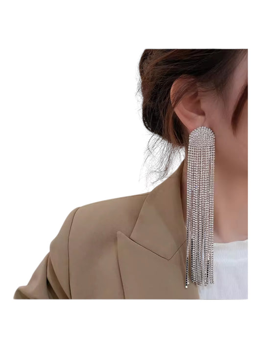 Rhinestone shimmer tassel earrings