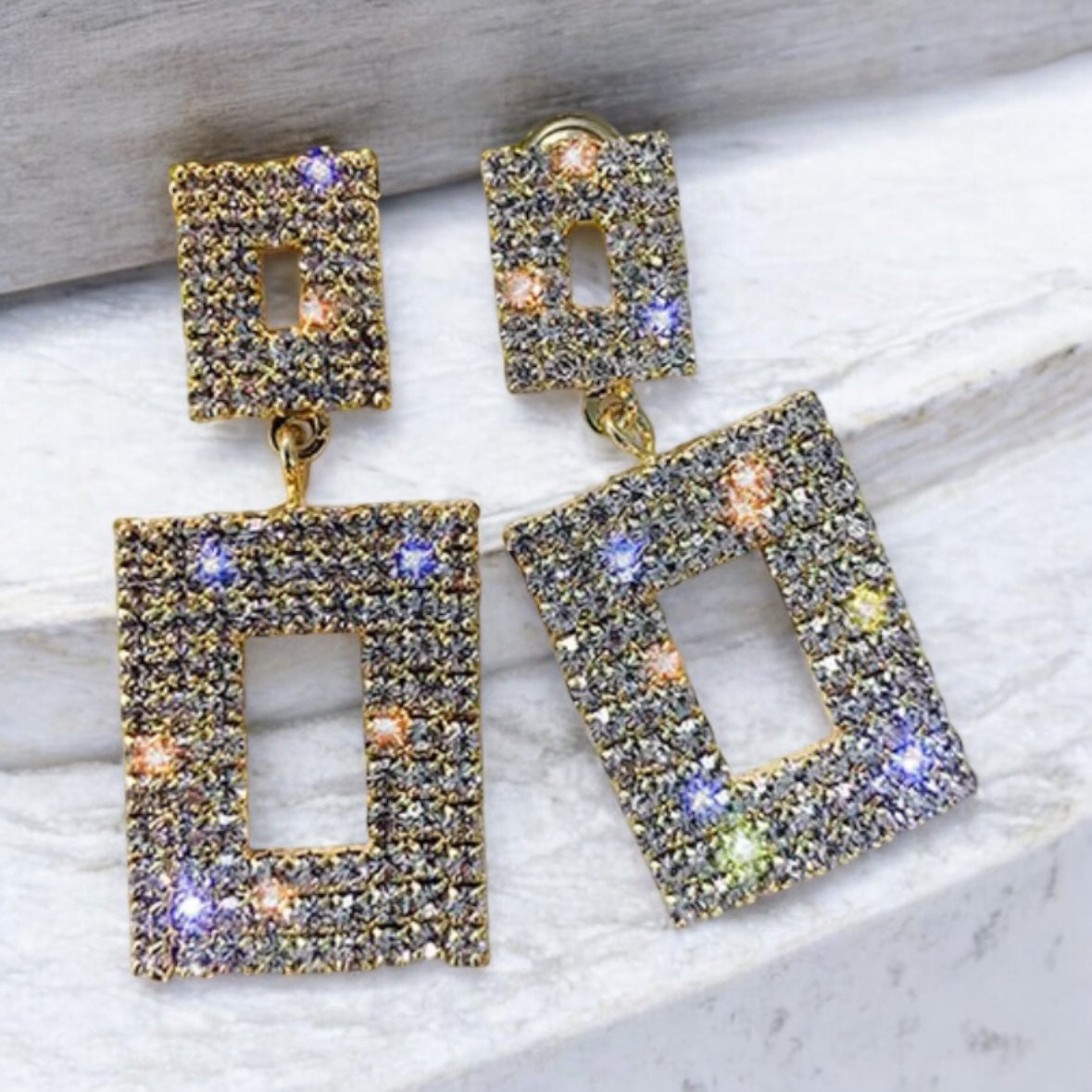 Geometric rhinestone earrings