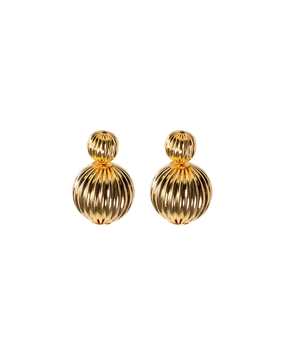 Elegant striped gold earrings displayed on neutral background