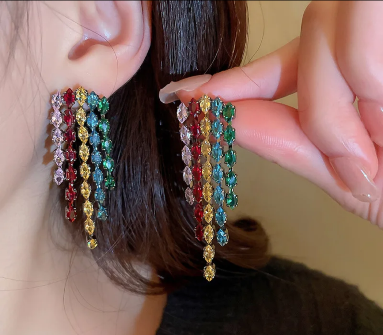 Crystal Tassels Earrings