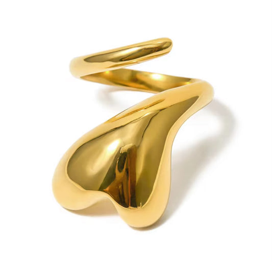 Gold - Inverted Heart Ring by Senshi Jewellery