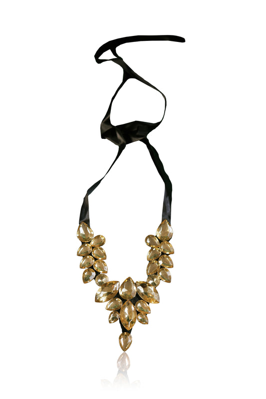 Tie collar necklace - yellow