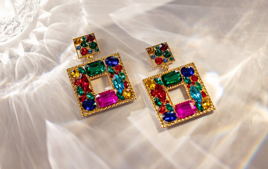multicolour dangler earrings