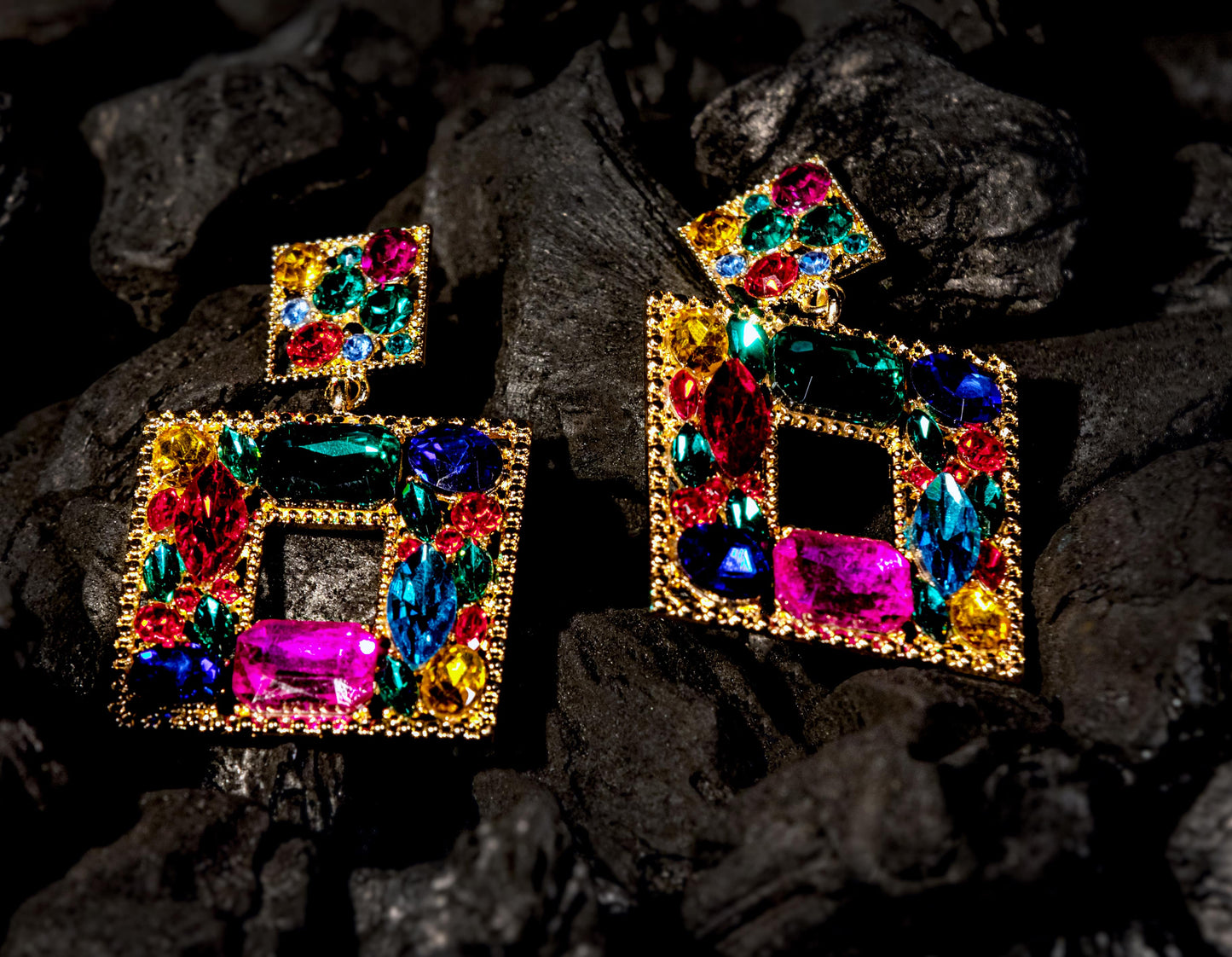 multicolour dangler earrings