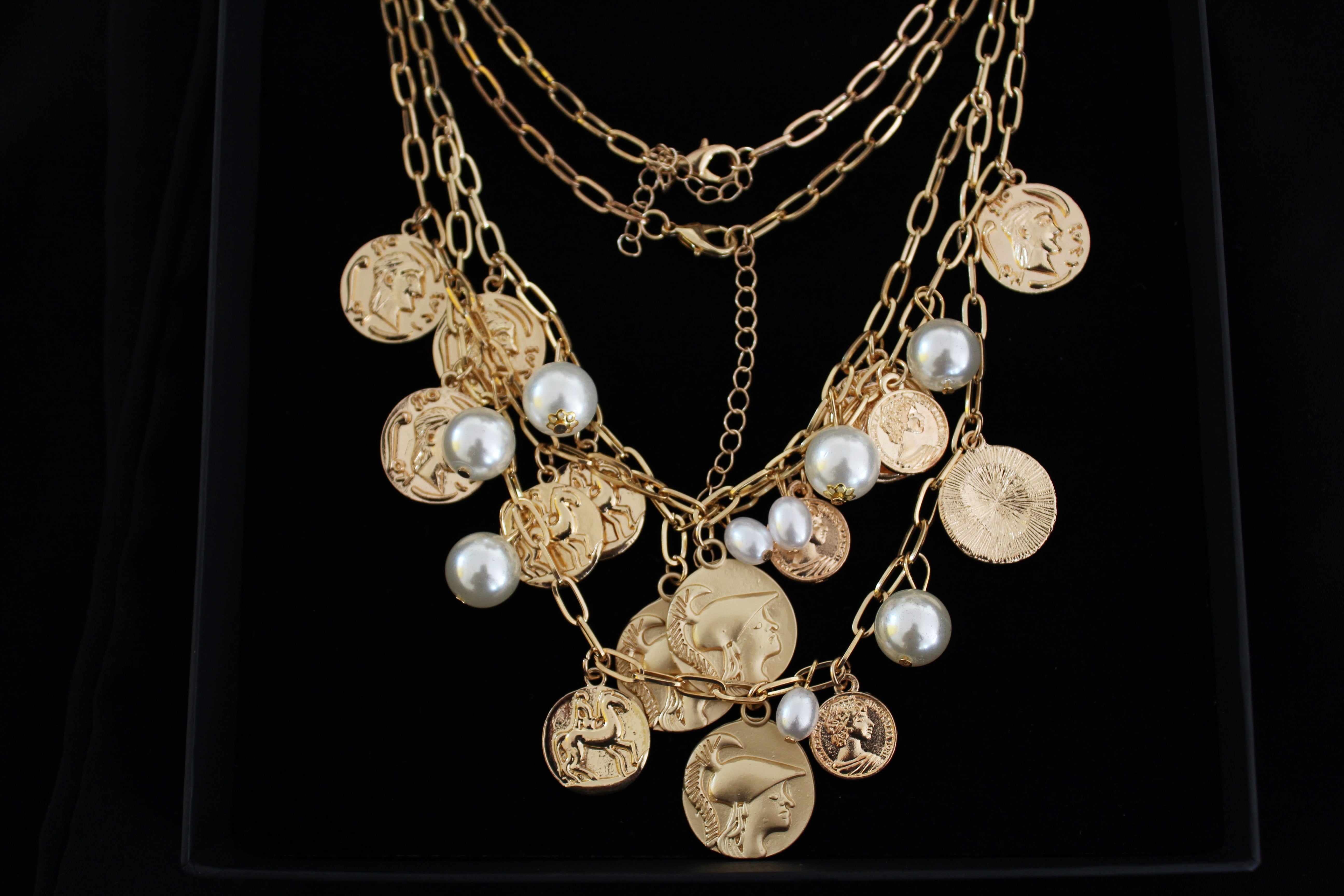 Multi coin deals necklace gold